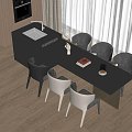 Island Table Leather Dining Chair Single Chair Fabric Curtain Gauze Curtain Books Jewelry Ornaments 3d model