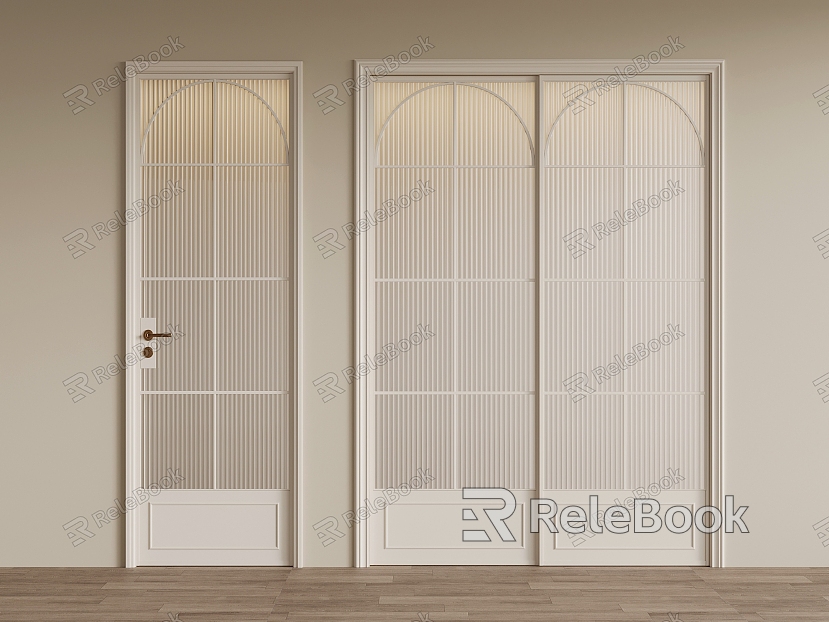 French Cream Glass Door Toilet Door sliding door model