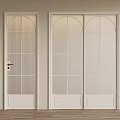 Modern Interior White Sliding Doors With Grid Design And Wooden Frames 3d model