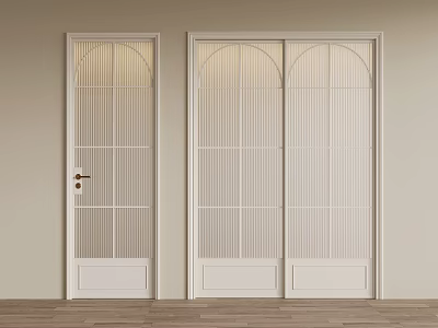 French Cream Glass Door Toilet Door sliding door 3d model