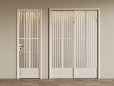 French Cream Glass Door Toilet Door sliding door 3d model