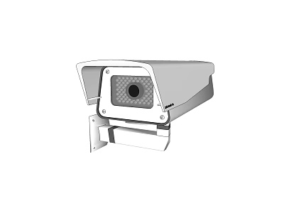 Surveillance Camera With White Protective Housing Mounting Bracket And Lens Cover For Security Monitoring 3d model