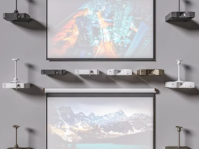 Advanced Projection Monitoring System With Projector Mounts Screens And Surveillance Setup 3d model