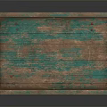 Vintage Wooden Cart With Turquoise Weathered Surface And Spoked Wheels