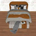 Modern Double Bed Combination Bed End Stool 3d model