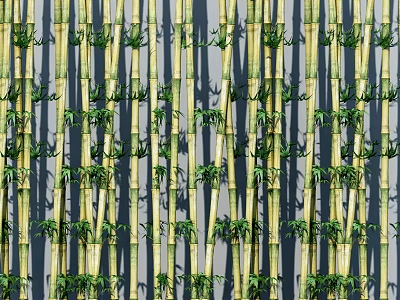 Bamboo Plants in Natural Forest Scene with Tall Green Stems and Lush Leaves 3d model