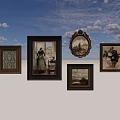 Classic Oil Paintings Displayed on Wall with Diverse Frames and Art Subjects