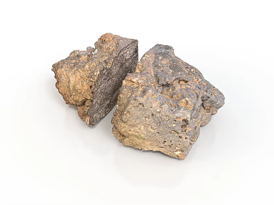 Natural Stone Blocks With Rough Surface Texture And Brown Gray Natural Color 3d model