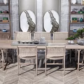 Traditional Chinese Wooden Tea Table And Chairs With Decorative Shelves Tea Sets And Vases