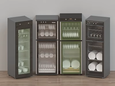 Stylish Modern Kitchen Appliances Vertical Glass Door Storage For Dishes And Cups 3d model