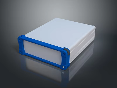 White Storage Box with Blue Border for Daily Necessities Organization at Home 3d model