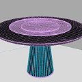 Round Black Dining Table With Transparent Top Section And Ribbed Base