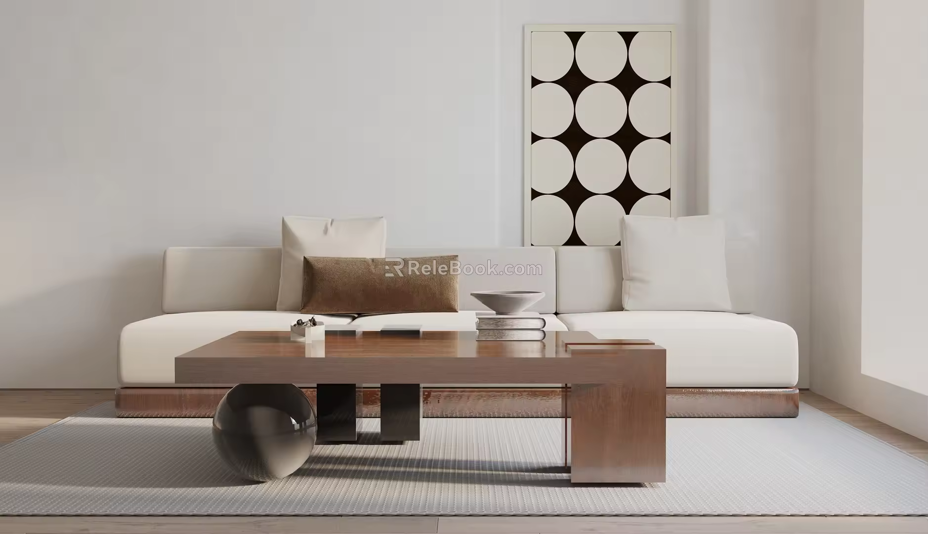 Modern Sofa Coffee Table Combination Double Sofa 3d model