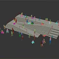 Urban Outdoor Stepped Platform With People Sitting Standing And Gathering
