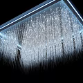 Modern Crystal Chandelier With Square Frame And Hanging Glass Beads Blue Edge LED Lighting