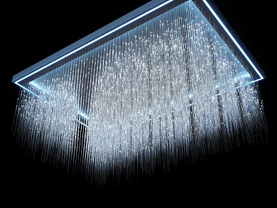 Modern Crystal Chandelier With Square Frame And Hanging Glass Beads Blue Edge LED Lighting 3d model
