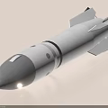 White Missile Weapon With Gray Nose Cone And Tail Fins