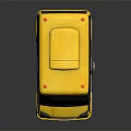 Yellow School Bus Model With Red Warning Lights And Stop Sign On Black Background