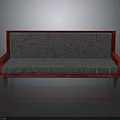 Modern Sofa With Red Wooden Frame And Gray Fabric Cushion And Backrest