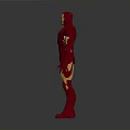 Iron Man Character 3D Model With Red And Gold Armor Chest Emblem On Gray Background