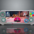 Handheld Gaming Computer With Ridge Racer Game Screen Joysticks And Colorful Buttons 3d model
