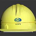Yellow Safety Helmet with NICE Blue Logo Red Stripe for Construction Work 3d model
