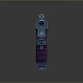 Cartoon Style Futuristic Weapon With Blue Body Purple Red Grip And Geometric Design