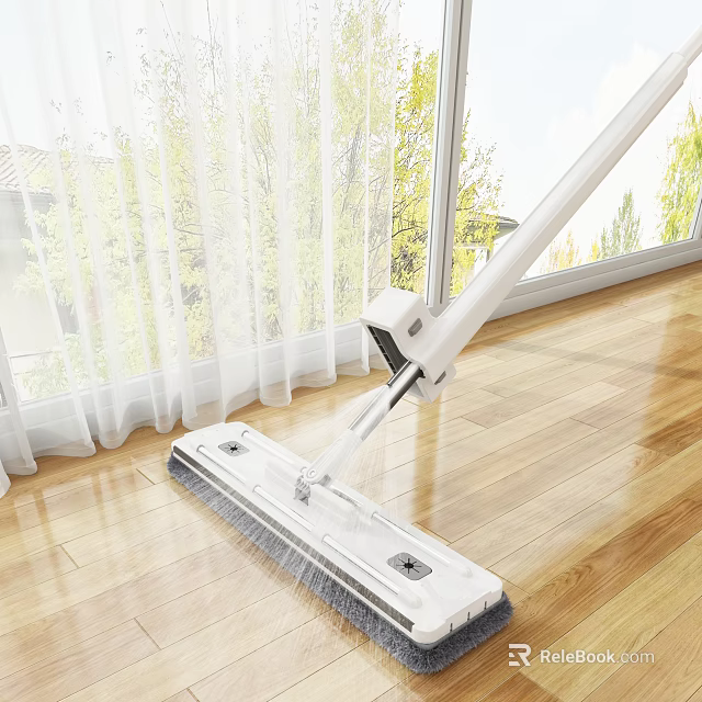 Efficient Home Cleaning Mop For Wooden Floor Surface With Long Handle 3d model