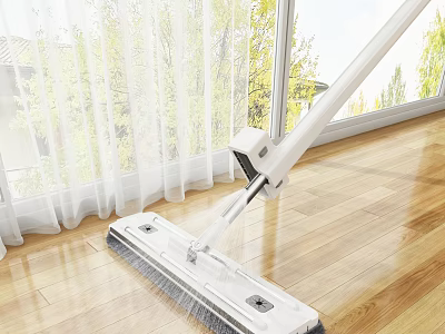Efficient Home Cleaning Mop For Wooden Floor Surface With Long Handle 3d model