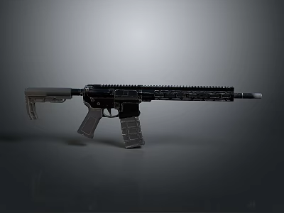 Modern Tactical Rifle with Black Silver Finish Long Barrel Magazine and Rail System 3d model