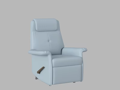 Light Blue Leather Recliner Chair With Comfortable Backrest Armrests And Adjustable Footrest Lever 3d model