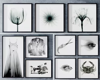 Modern abstract painting decorative painting combination 3d model