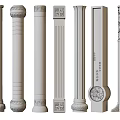 Various Decorative Columns With Different Design Styles And Textured Architectural Details 3d model