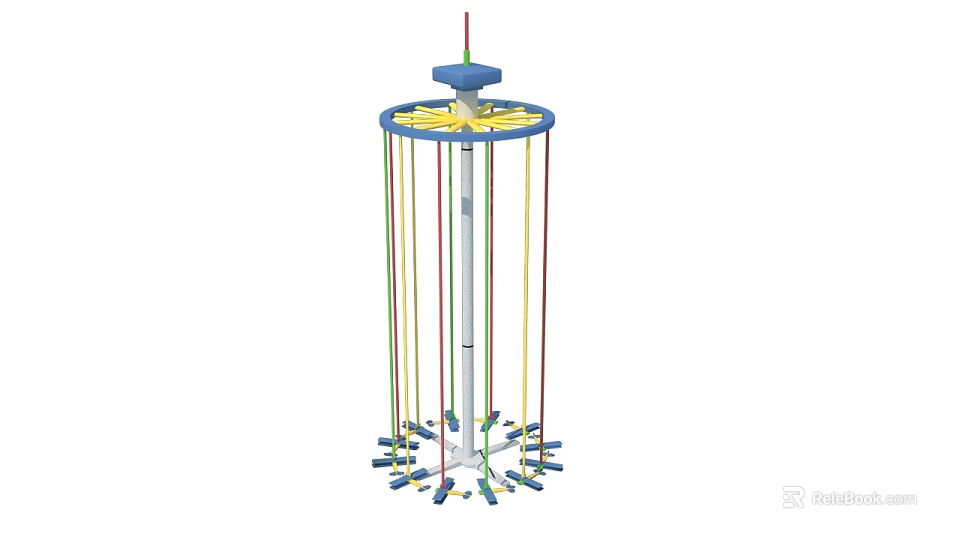Outdoor Kids Climbing Playground Equipment With Colorful Ropes And Tower Structure 3d model 