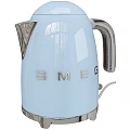 Light Blue SMEG Electric Kettle With Stainless Steel Accents And Classic Design