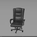 Modern Leather Office Chair With High Back Armrests And Swivel Wheels
