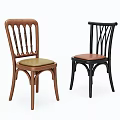Two Stylish Dining Chairs With Brown Black Wooden Frames And Green Brown Seats