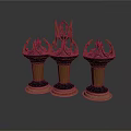 Three Antique Bronze Candelabra With Intricate Ornate Sculpted Tops And Base