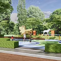 Fun Children's Playground With Animal Shaped Structures Colorful Ground Trees Slides And Kids Playing