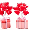 Pink Gift Boxes Decorated With Pink Bows And Red Heart Shaped Balloons