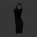 Black Fitted Sleeveless Dress With Textured Pattern For Women's Fashion 3d model