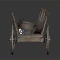 Ancient Wooden Cart With Large Barrel And Spoked Wheel Structure