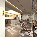 Modern Café Interior Design With Seating Area Bar Counter And Decorative Paintings