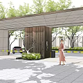 Modern gate residential area gate head landscape sentry box gate machine 3d model