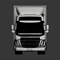 White Modern Box Truck with Aerodynamic Cab and Large Cargo Trailer on Dark Reflective Surface 3d model