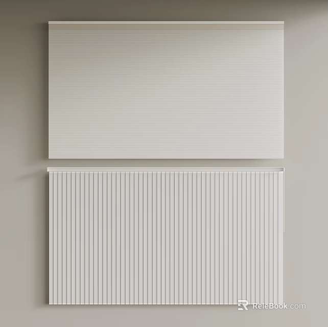 Elegant White Vertical Striped Curtain Design For Interior Wall Decor 3d model