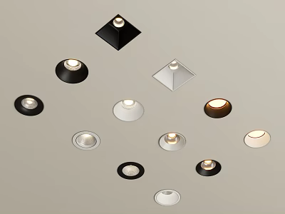 Modern Recessed Spotlights and Downlights in Various Designs and Colors 3d model