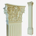 Roman Column Capital Featuring Intricate Carved Volutes And Leaf Patterns In Stone