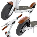 White And Brown Electric Scooter With Large Tires Handlebar And Pedal Design