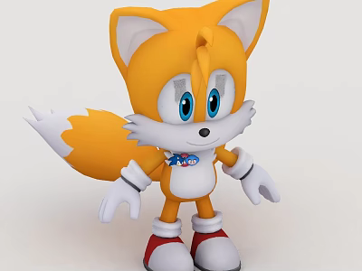 Cute Orange Fox Character From Sonic Series With White Gloves And Red Shoes 3d model